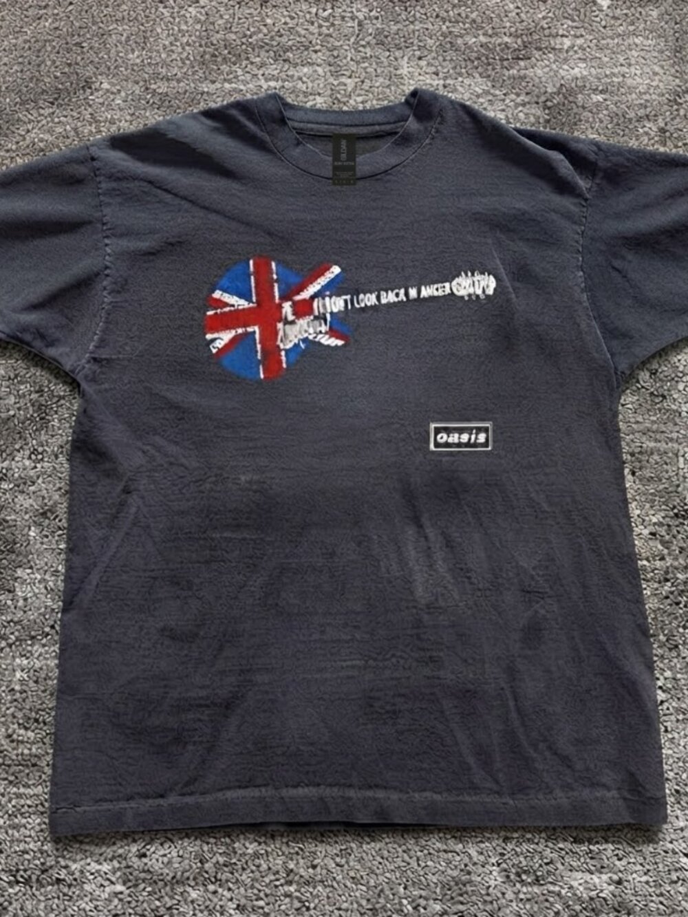 Vintage Oasis Band T-Shirt Dont Look Back In Anger Britpop Tee Faded Black